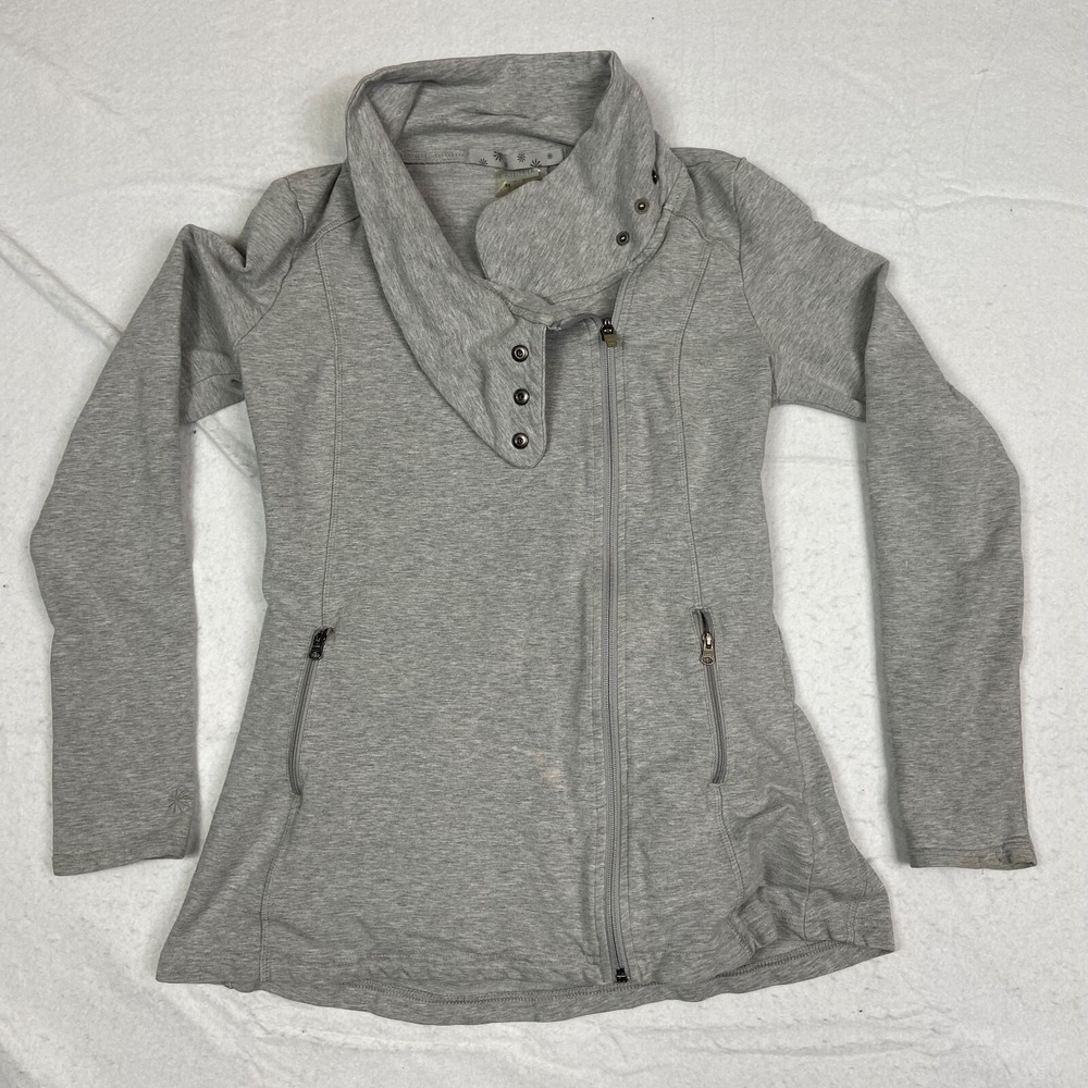 Athleta Gray Asymmetrical Zip Funnel Neck Jacket 906278‎ XS